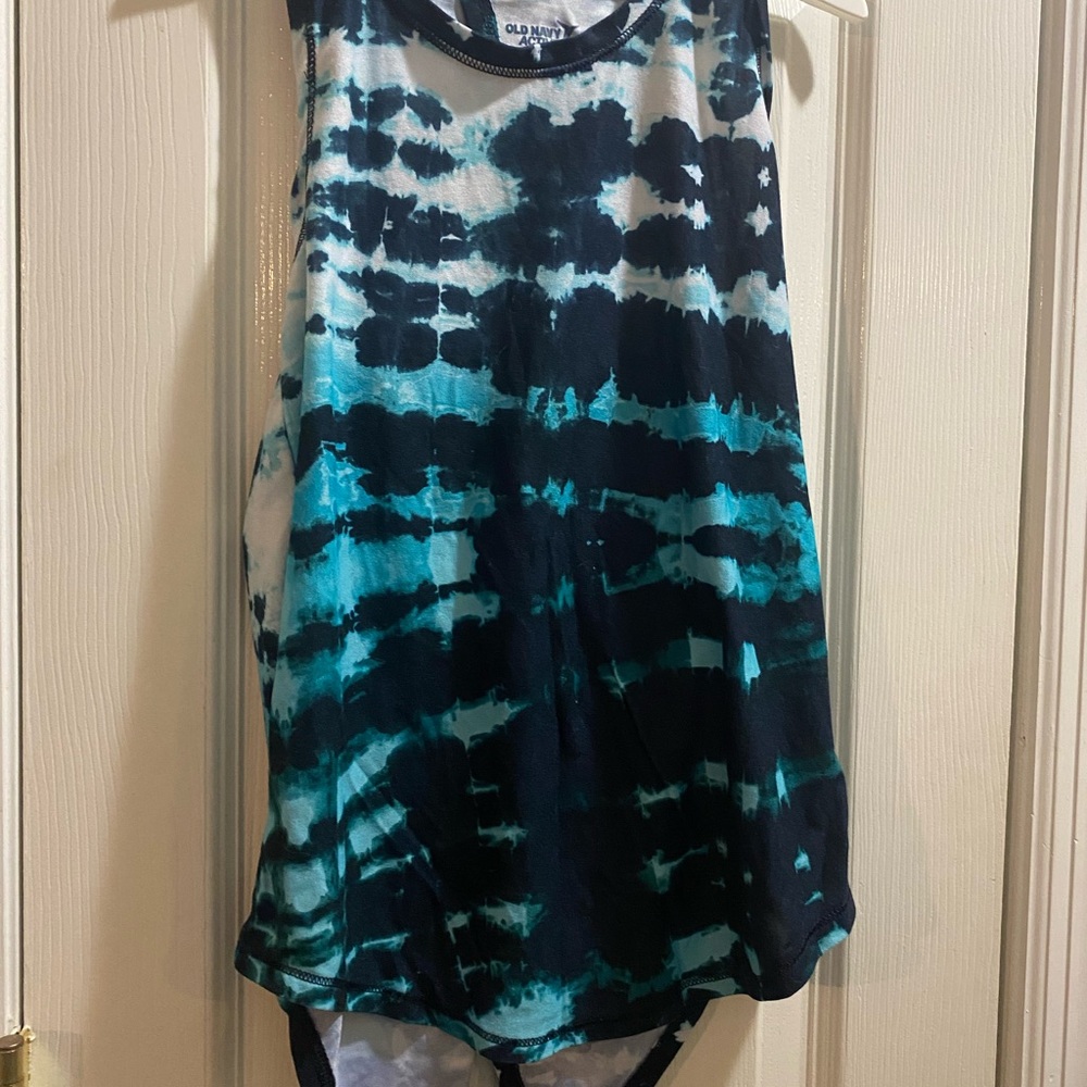 Old Navy Black and Teal Tie-Dye Bodysuit